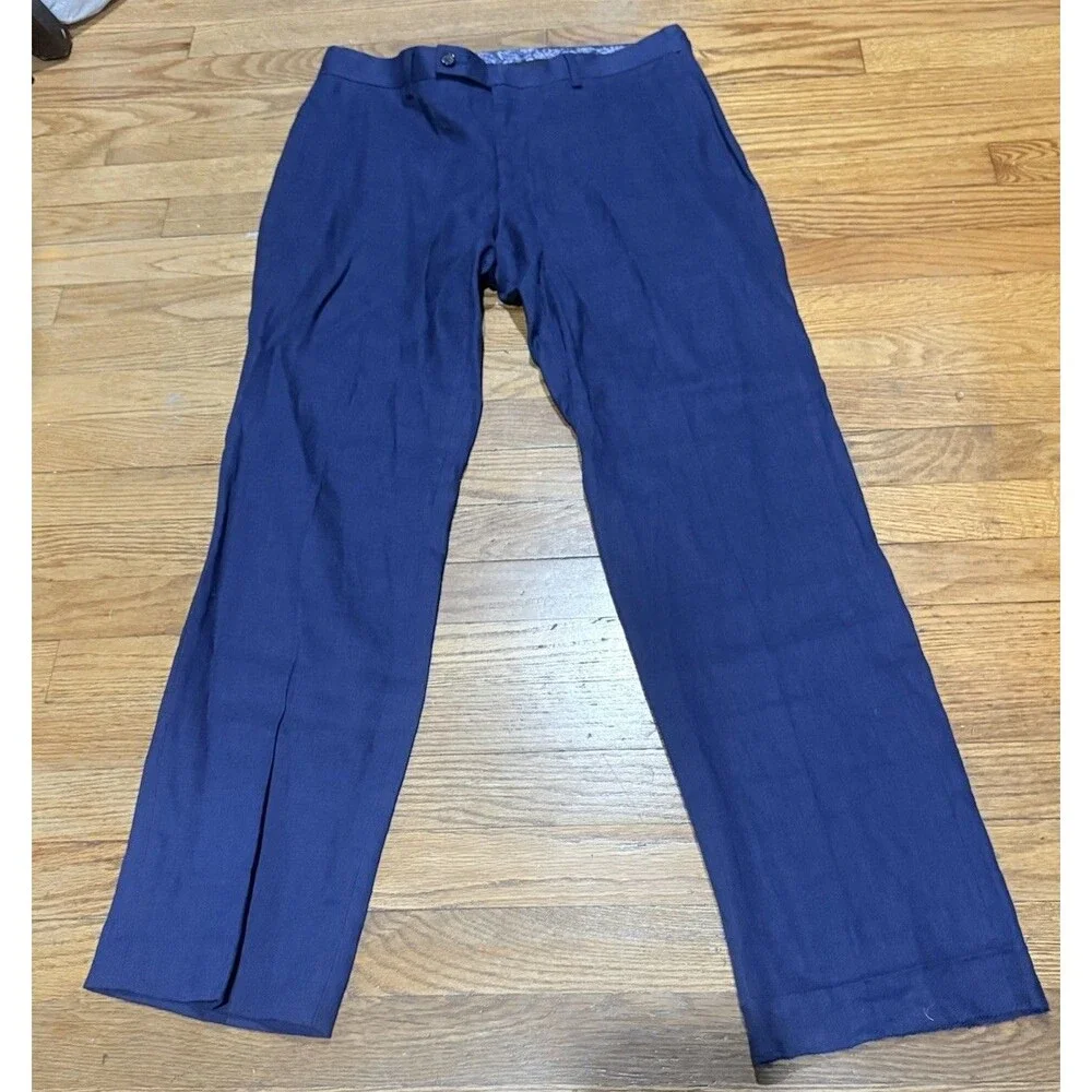 Lauren Ralph Lauren Men Linen Dress Pants Size 31 W By 30 L Blue Color